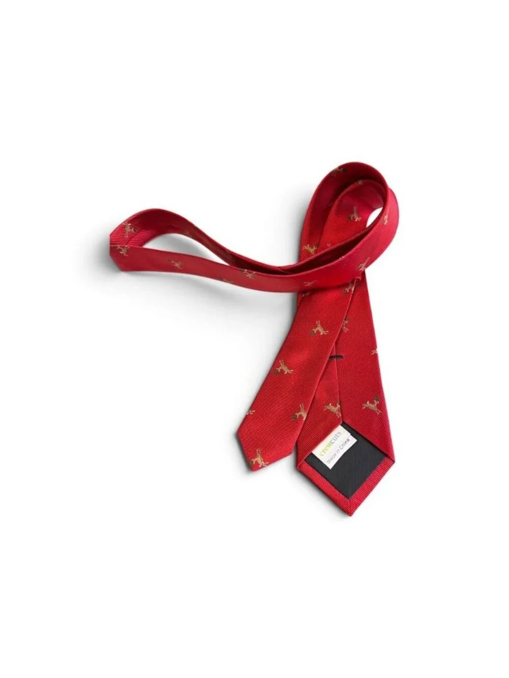Crrewcuts Silk Red Tie with Reindeer Design